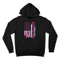 Back The Pink Breast Cancer Awareness American US Flag Hoodie