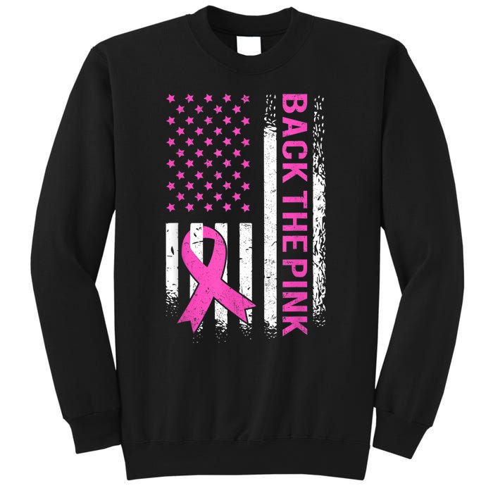 Back The Pink Breast Cancer Awareness American US Flag Sweatshirt