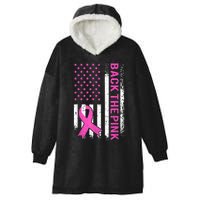 Back The Pink Breast Cancer Awareness American US Flag Hooded Wearable Blanket