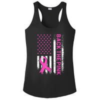 Back The Pink Breast Cancer Awareness American US Flag Ladies PosiCharge Competitor Racerback Tank