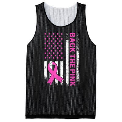 Back The Pink Breast Cancer Awareness American US Flag Mesh Reversible Basketball Jersey Tank