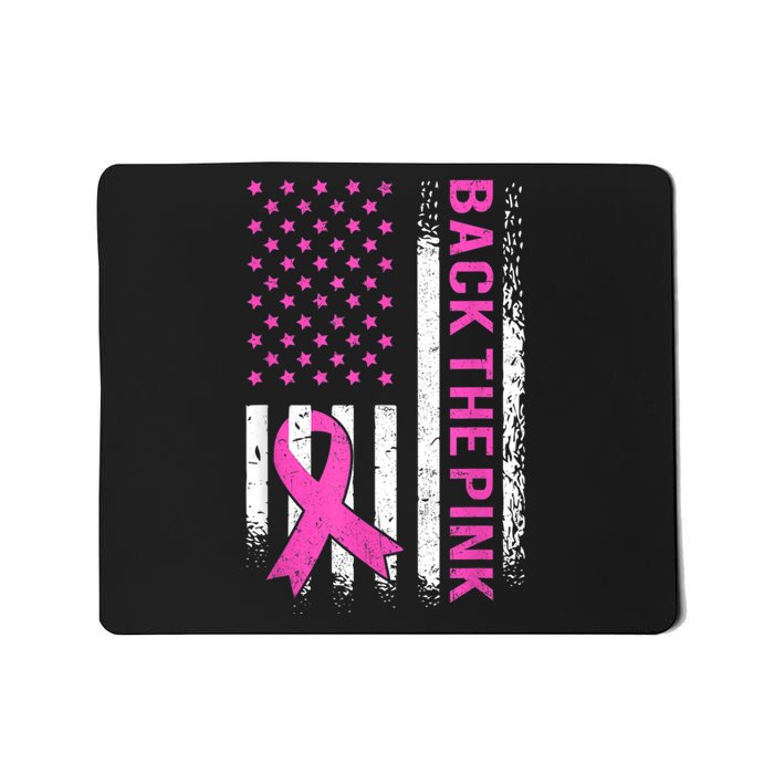 Back The Pink Breast Cancer Awareness American US Flag Mousepad