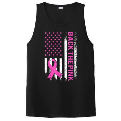 Back The Pink Breast Cancer Awareness American US Flag PosiCharge Competitor Tank