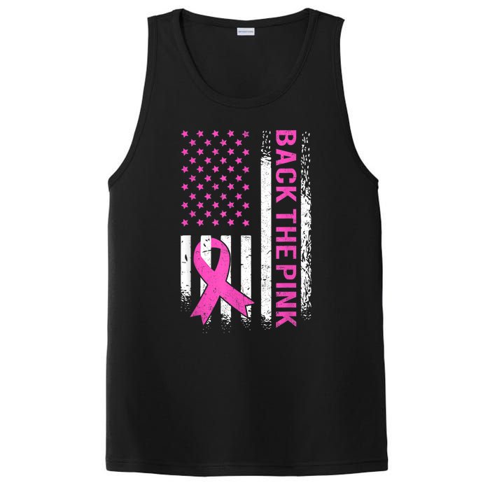 Back The Pink Breast Cancer Awareness American US Flag PosiCharge Competitor Tank