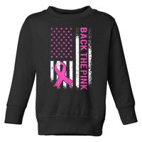 Back The Pink Breast Cancer Awareness American US Flag Toddler Sweatshirt