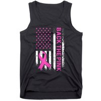 Back The Pink Breast Cancer Awareness American US Flag Tank Top