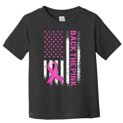 Back The Pink Breast Cancer Awareness American US Flag Toddler T-Shirt