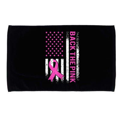 Back The Pink Breast Cancer Awareness American US Flag Microfiber Hand Towel