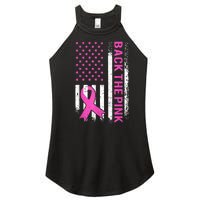 Back The Pink Breast Cancer Awareness American US Flag Women's Perfect Tri Rocker Tank