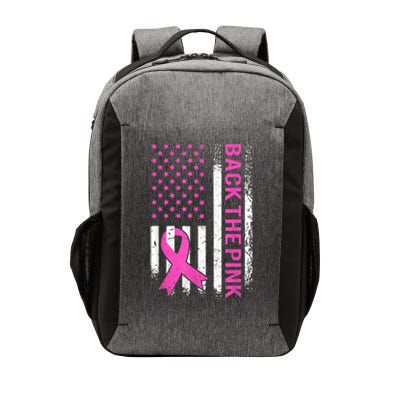 Back The Pink Breast Cancer Awareness American US Flag Vector Backpack