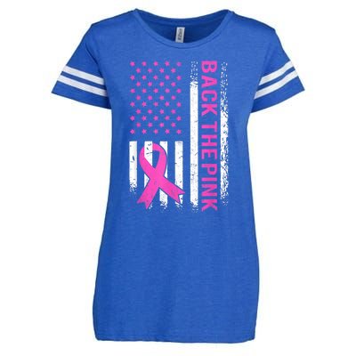 Back The Pink Breast Cancer Awareness American US Flag Enza Ladies Jersey Football T-Shirt