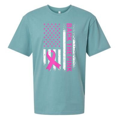 Back The Pink Breast Cancer Awareness American US Flag Sueded Cloud Jersey T-Shirt