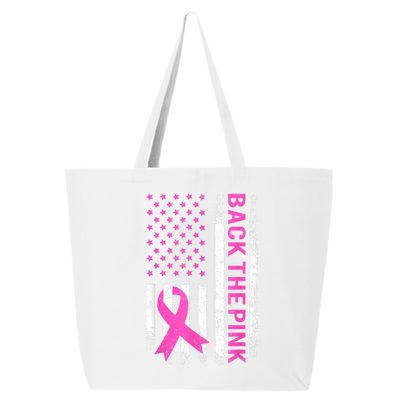 Back The Pink Breast Cancer Awareness American US Flag 25L Jumbo Tote