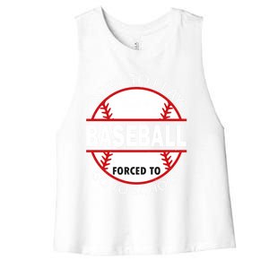 Born To Play Baseball Forced To Go To School Gift Women's Racerback Cropped Tank