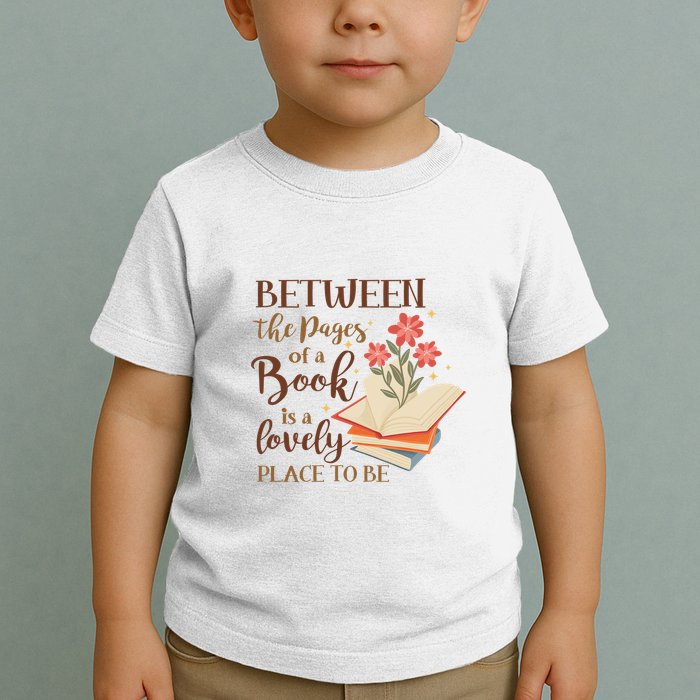 Between The Pages Of A Book Is A Lovely Place To Be Reading Books Toddler T-Shirt