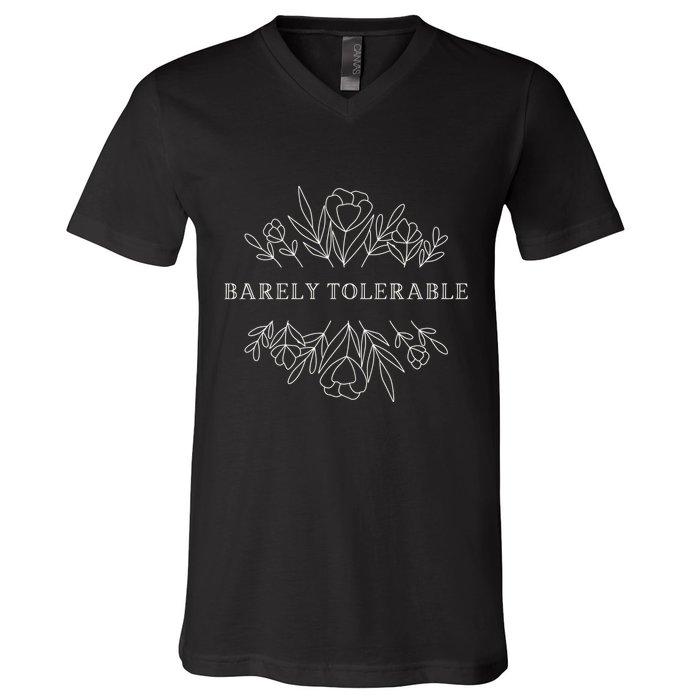 Barely Tolerable Pride And Prejudice Jane Austen V-Neck T-Shirt