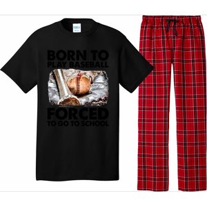 Born To Play Baseball Forced To Go To School Cool Gift Pajama Set