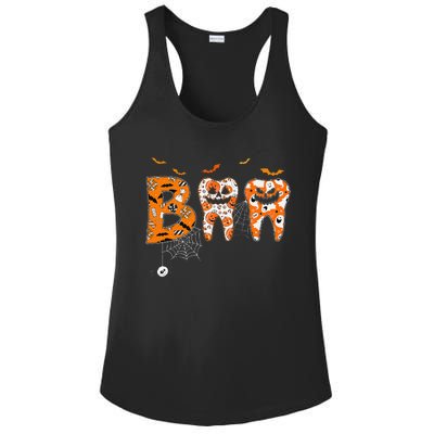 Boo Teeth Pumpkin Dentist Dental Hygienist Halloween Ladies PosiCharge Competitor Racerback Tank