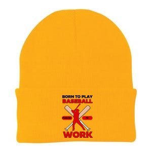 Born To Play Baseball Forced To Work Knit Cap Winter Beanie