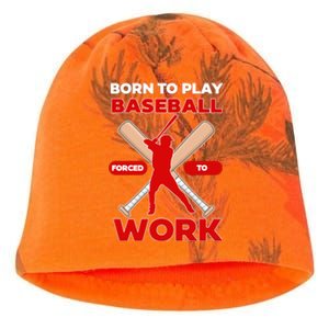 Born To Play Baseball Forced To Work Kati - Camo Knit Beanie