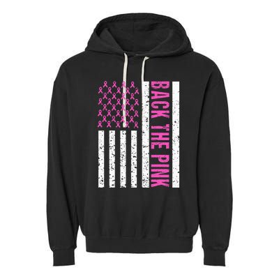 Back The Pink Breast Cancer Awareness Flag Garment-Dyed Fleece Hoodie