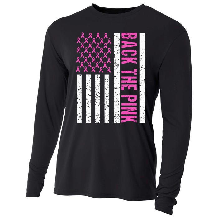 Back The Pink Breast Cancer Awareness Flag Cooling Performance Long Sleeve Crew