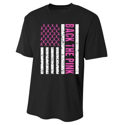 Back The Pink Breast Cancer Awareness Flag Performance Sprint T-Shirt