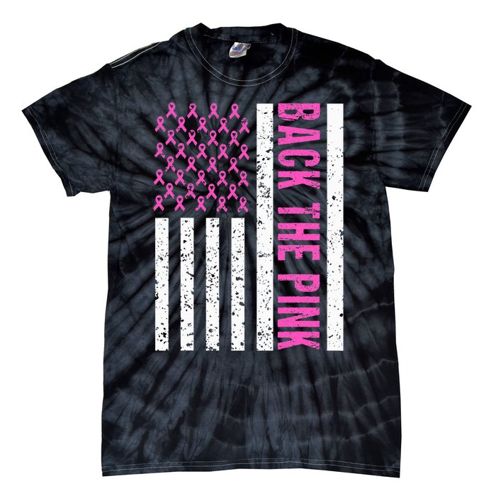 Back The Pink Breast Cancer Awareness Flag Tie-Dye T-Shirt