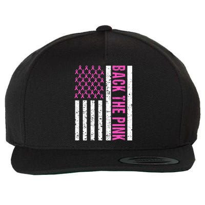 Back The Pink Breast Cancer Awareness Flag Wool Snapback Cap