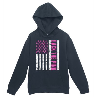 Back The Pink Breast Cancer Awareness Flag Urban Pullover Hoodie