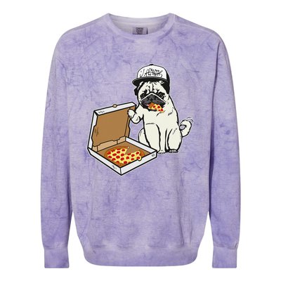 Babu the Pug Dog Eating Pizza Justin Ashar Snapback Colorblast Crewneck Sweatshirt