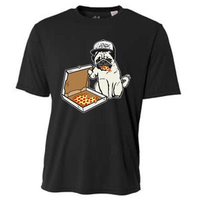 Babu the Pug Dog Eating Pizza Justin Ashar Snapback Cooling Performance Crew T-Shirt