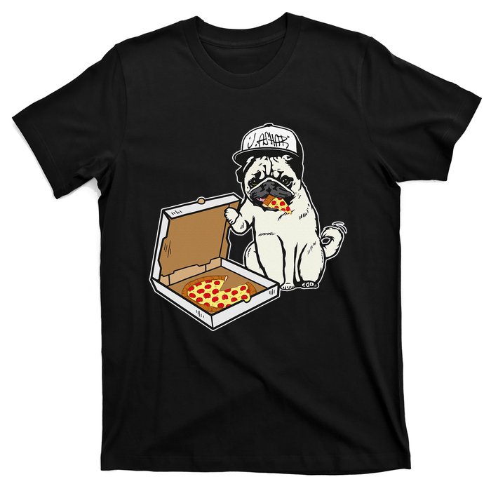 Babu the Pug Dog Eating Pizza Justin Ashar Snapback T-Shirt