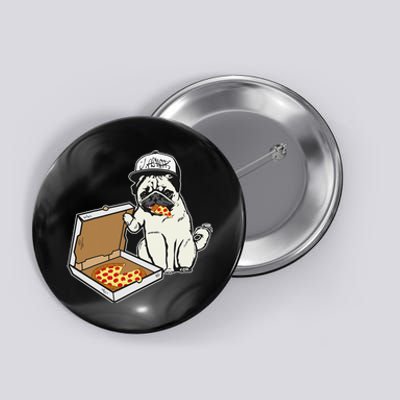 Babu the Pug Dog Eating Pizza Justin Ashar Snapback Button