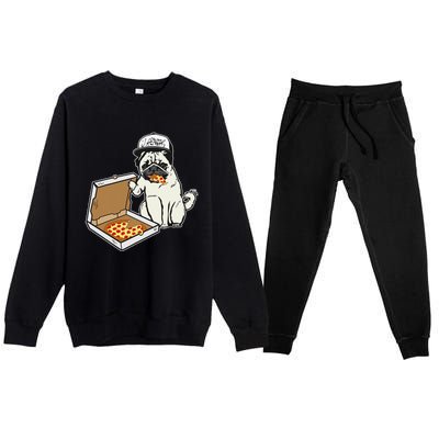 Babu the Pug Dog Eating Pizza Justin Ashar Snapback Premium Crewneck Sweatsuit Set