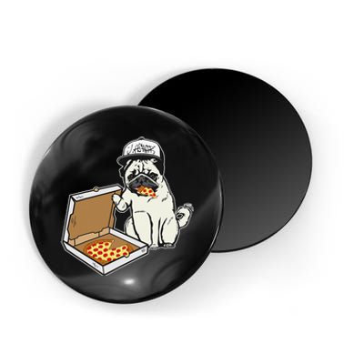 Babu the Pug Dog Eating Pizza Justin Ashar Snapback Magnet