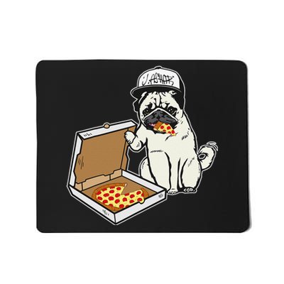 Babu the Pug Dog Eating Pizza Justin Ashar Snapback Mousepad