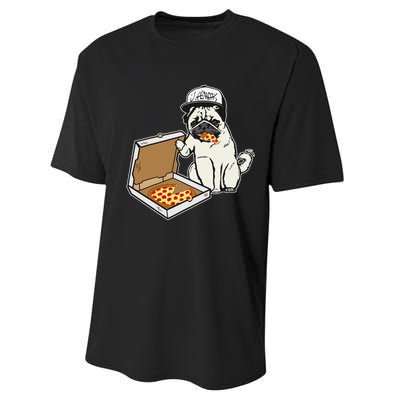 Babu the Pug Dog Eating Pizza Justin Ashar Snapback Performance Sprint T-Shirt