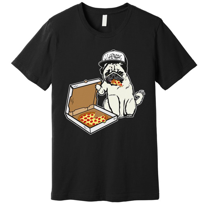 Babu the Pug Dog Eating Pizza Justin Ashar Snapback Premium T-Shirt