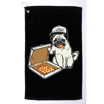 Babu the Pug Dog Eating Pizza Justin Ashar Snapback Platinum Collection Golf Towel