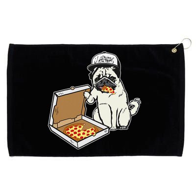 Babu the Pug Dog Eating Pizza Justin Ashar Snapback Grommeted Golf Towel