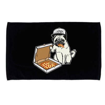 Babu the Pug Dog Eating Pizza Justin Ashar Snapback Microfiber Hand Towel