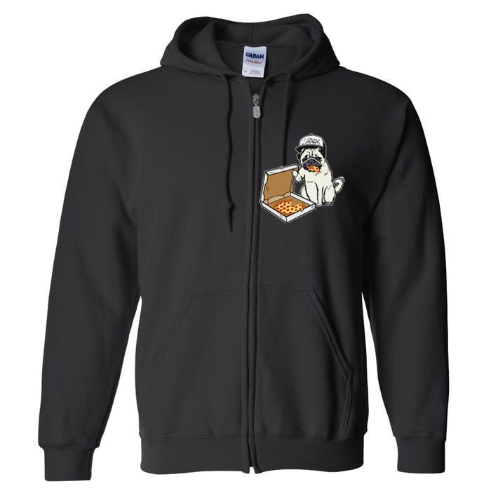 Babu the Pug Dog Eating Pizza Justin Ashar Snapback Full Zip Hoodie