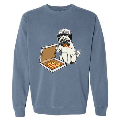 Babu the Pug Dog Eating Pizza Justin Ashar Snapback Garment-Dyed Sweatshirt