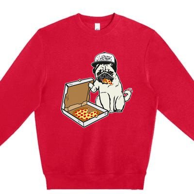 Babu the Pug Dog Eating Pizza Justin Ashar Snapback Premium Crewneck Sweatshirt