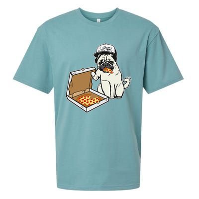 Babu the Pug Dog Eating Pizza Justin Ashar Snapback Sueded Cloud Jersey T-Shirt