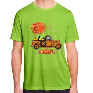 Boston Terrier Pumpkins Truck Autumn Leaf Fall thanksgiving Adult ChromaSoft Performance T-Shirt