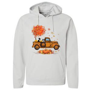 Boston Terrier Pumpkins Truck Autumn Leaf Fall thanksgiving Performance Fleece Hoodie