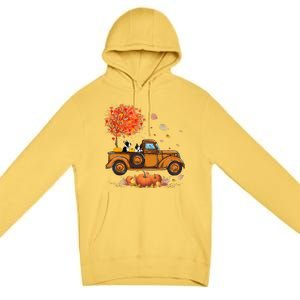 Boston Terrier Pumpkins Truck Autumn Leaf Fall thanksgiving Premium Pullover Hoodie