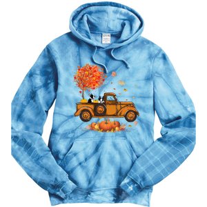 Boston Terrier Pumpkins Truck Autumn Leaf Fall thanksgiving Tie Dye Hoodie